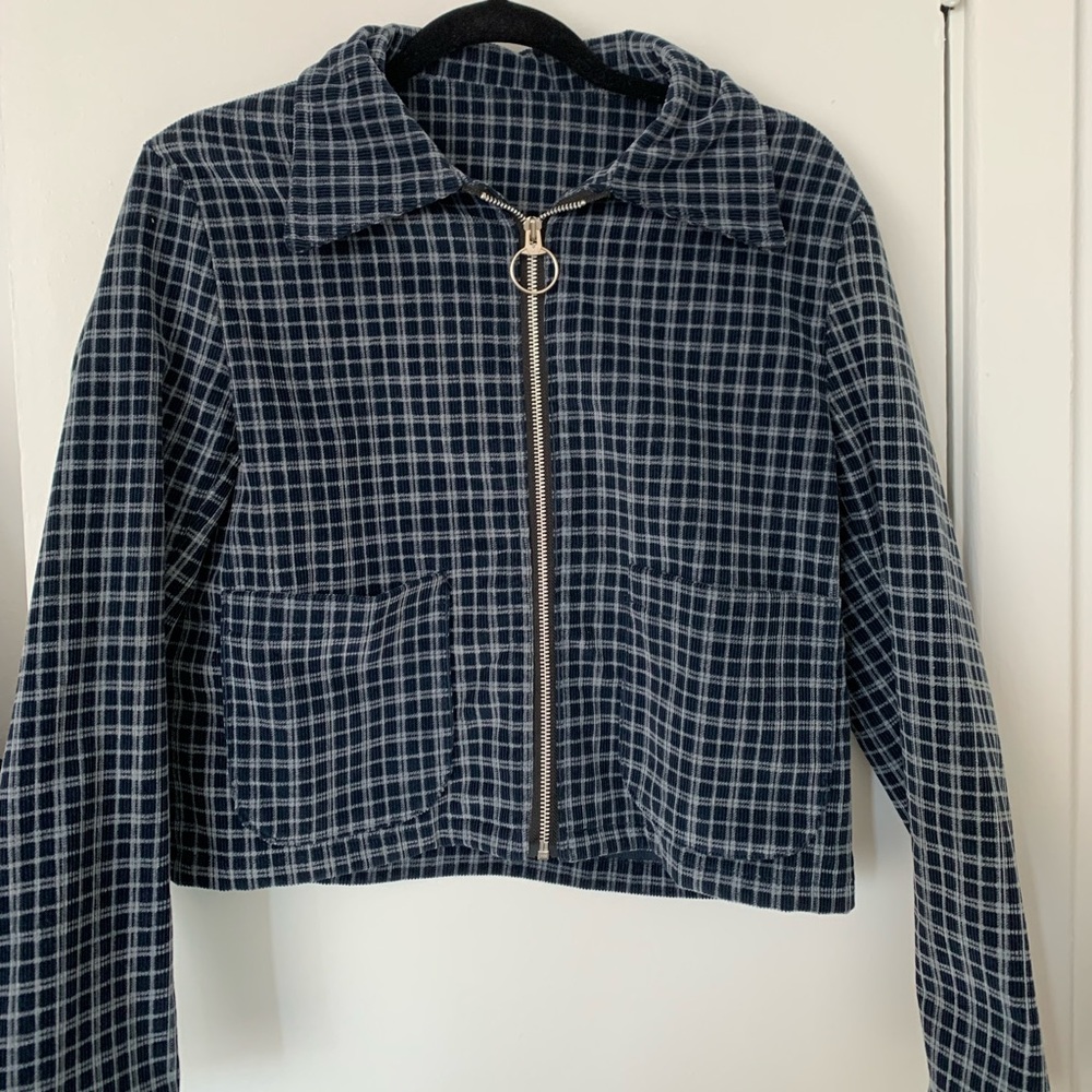 Corduroy blue checkered jacket